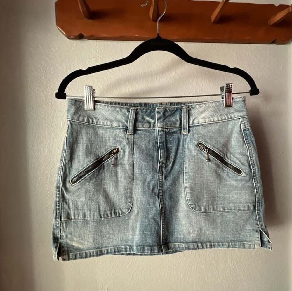 Rampage Denim Skirt Size 7 Blue Zip Pocket Mini